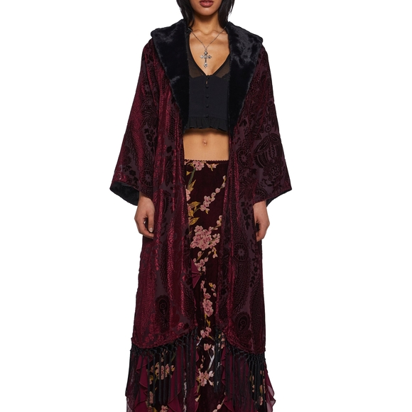 Current Mood Black Velvet Kimono - Picture 1 of 5